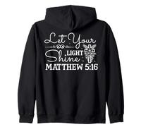 Let Your Light Shine MATTHEW 5:16 Floral Cross Design Zip Hoodie