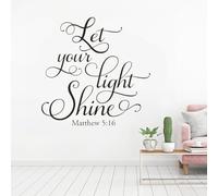 Let Your Light Shine Matthew 5:16 Wall Sticker Inspirational Scripture Bible Verse Wall Decal for Home Bedroom Decor Use 42x42cm
