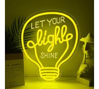 Let Your Light Shine Neon Sign,Warm White Dimmable LED Light Signs for Wall Art Decor,Inspirational Backdrop for Bedroom Club Party Man Cave,Gift for Teen Men USB Powered（14.6"*11.8"）