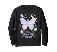 Let Yourself Bloom Cottagecore Floral Moonphases Butterfly Long Sleeve T-Shirt