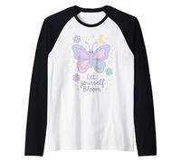 Let Yourself Bloom Cottagecore Floral Moonphases Butterfly Raglan Baseball Tee