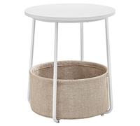 LET223W10 Small Round Coffee Table, Side Table with Fabric Basket