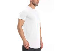LETAOTAO Mens Workout Shirts Hipster Slim Fit T-Shirts Longline Drop Cut Gym Muscle Tee, White 970, Large Tall