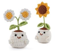 LetCart Amigurumi Kits Set, Beginner Daisy Sunflower Crochet Kit Complete Amigurumi Starter Set with Video Tutorials Gifts