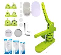 LetCart Button Badge Maker Machine, 25+32+58mm Badge Maker DIY Button Making Machine with 300pcs Button Parts&Image&Cutter Gaskets for Custom Pin Badges (Green)