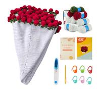 LetCart Handmade Crochet Rose Bouquet Blanket,Foldable Floral Throw,Handmade Floral Throw Blanket Farmhouse Knit Throw Blanket for Sofa Bed Decor, DIY Gift Kit