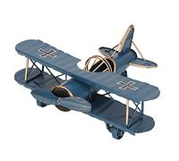 LetCart Vintage Aircraft Decor,Iron Airplane Model, Collectible Model Planes Vintage Biplane Aircraft Decor for Home Office, Handmade Desktop Ornament (Blue)