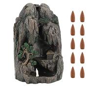 LetCart Waterfall Mountain Tower Backflow Resin Incense Burner Holder Sandalwood Furnace with 10 Cones