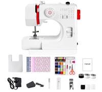 LetCartMaker 728 Household Mini Sewing Machine Electric 14 Stitches Sewing Machine (White-Fabric+Machine Set)