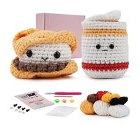 LetCartMaker Crochet Kit for Beginner, Crochet Kit Crochet Starter Set with Step-by-Step Video Tutorials Birthday Holidays Gift for Adults, Hamburger