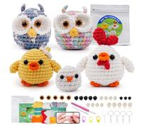 LetCartMaker Crochet Kit for Beginner, Crochet Kit Crochet Starter Set with Step-by-Step Video Tutorials Birthday Holidays Gift for Kids Adults, Chickcrew and Hootwin