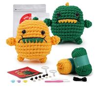 LetCartMaker Crochet Kit for Beginner, Dinoo Crochet Kit Crochet Starter Set with Step-by-Step Video Tutorials Birthday Holidays Gift for Kids Adults