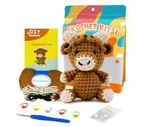 LetCartMaker Crochet Kit for Beginner, Highland Cow Crochet Kit Crochet Starter Set with Step-by-Step Video Tutorials Birthday Holidays Gift for Kids Adults