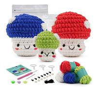 LetCartMaker Crochet Kit for Beginner, Mushroom Crochet Kit Crochet Starter Set with Step-by-Step Video Tutorials Birthday Holidays Gift for Kids Adults