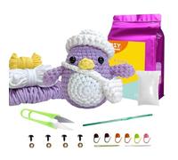 LetCartMaker Crochet Kit for Beginner, Purple Penguin Crochet Kit Crochet Starter Set with Step-by-Step Video Tutorials Birthday Holidays Gift for Kids Adults