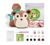 LetCartMaker Crochet Kit for Beginner, Squirrel Complete Beginners Crochet Kit Crochet Starter Set with Step-by-Step Video Tutorials Craft Gift for Kids Adults