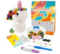 LetCartMaker Crochet Kit for Beginner, Unicorn Crochet Kit Crochet Starter Set with Step-by-Step Video Tutorials Birthday Holidays Gift for Kids Adults