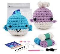 LetCartMaker Crochet Kit for Beginner, Whale and Shark Crochet Kit Crochet Starter Set with Step-by-Step Video Tutorials Birthday Holidays Gift for Kids Adults