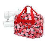 LetCartMaker Sewing Machine Carrying Case, Universal Tote Storage Bag with Pocket & Handle, Portable Hanging Tote for Small Sewing Machines, Rose Garden, 43x32x21cm