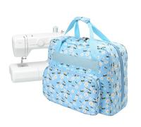 LetCartMaker Sewing Machine Carrying Case, Universal Tote Storage Bag with Pocket & Handle, Yarn Storage Knitting Bag, Blue Bee, 43x32x21cm