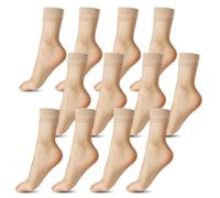 letcdfer 12 Pairs Women's Nylon Ankle Socks Nylon Pop Socks for Women Ultra-Thin Sheer Ankle-socks Women Transparent Sock Crewsock Ankle stockings (UK, Alpha, One Size, Regular, Regular, 12, Skin)