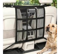 letcdfer Car Dog Gate, Double Layer Dog Net with Zip Pocket, Universal Car Dog Separator for SUVs, Saloons & Transporters, 59 x 59 cm
