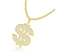 letcdfer Fancy Dollar Sign Necklace - Dollar Chain, Dollar Sign Gold Necklace with Diamonds, Gold Chain with Rhinestones for Rapper Accessories Digger Costume Men & Women