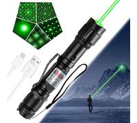 LETEAPII Green Light Flashlight, Long Range Dot Beam Pen, Tactical Flashlights with Star Cap, Adjustable Focus, Rechargeable for Outdoor, Tv/Led/Lcd Screens, Astronomy, AC