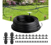 letesult 100FT 1/4 Inch Drip Irrigation Tubing, Distribution Hose Tube Kit Includes 2pcs 6-Way Connectors & 20pcs 1/4" Tee Splitters and End Plugs for Garden DIY Water-Saving Drip Irrigation System