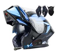 Letetexi Bluetooth Flip-up Modular Motorcycle Helmet ECE Approved Motorbike Front Helmet Anti-fog Visor Tinted Motorbike Helmets Racing Crash Karting Full Face Motorbike Helmets XXL