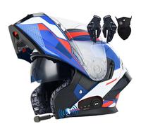 Letetexi Bluetooth Flip-up Modular Motorcycle Helmet ECE Approved Motorbike Front Helmet Anti-fog Visor Tinted Motorbike Helmets Racing Crash Karting Full Face Motorbike Helmets XXL