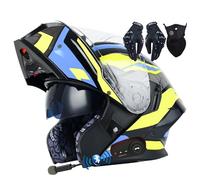 Letetexi Bluetooth Flip-up Modular Motorcycle Helmet ECE Approved Motorbike Front Helmet Anti-fog Visor Tinted Motorbike Helmets Racing Crash Karting Full Face Motorbike Helmets XXL