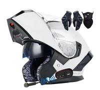 Letetexi Bluetooth Flip-up Modular Motorcycle Helmet ECE Approved Motorbike Front Helmet Anti-fog Visor Tinted Motorbike Helmets Racing Crash Karting Full Face Motorbike Helmets XXL