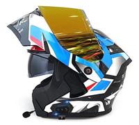 Letetexi Built In Bluetooth Flip Up Motorcycle Helmets Dual Tinted Sun Visor Modular Motorcycle Street Helmet for men women Casco para Motocicleta Motorcycle Full Face Helmet Chin Strap 3XL