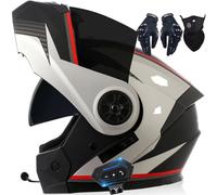 Letetexi Flip-Up Front Modular Motorcycle Helmet with Bluetooth Double Anti-fog Visor Crash Motorbike Helmets for Racing Sports Touring-Road Legal ECER22.06 Approved S~XL
