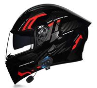 Letetexi Flip Up Front Motorbike Helmets with Bluetooth ECE DOT Approved Anti-fog Dual Visors Crash Racing Motorcycle Helmet Noise Reduction Ventilation for Adults Men Women M~XXL
