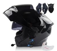 Letetexi Motorcycle Helmet Flip-Up Modular Helmets with Bluetooth Helmet, DOT ECE Certified Full Face Helmet Scooter Helmet Crash Helmet Double Anti-fog Visors Ideal for Men Women 57~66cm