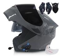 Letetexi Motorcycle Helmet Flip-Up Modular Helmets with Bluetooth Helmet, DOT ECE Certified Full Face Helmet Scooter Helmet Crash Helmet Double Anti-fog Visors Ideal for Men Women 57~66cm