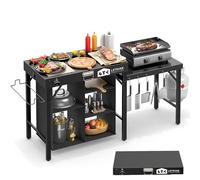 Leteuke Grill Table for Blackstone Griddle, Portable Foldable Grill Table with Storage Fits Ninja, Blackstone Griddle Stand for Outdoor Camping, Picnic, Garden, Patio, Dining, BBQ, Party