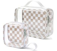 LETGO Checkered Diaper Bag Organizer Pouch Set,TSA Approved Toiletry Bag，Clear Waterproof TPU Makeup Bag Set Travel Organizer Bags for Women and Kids Toiletry Bag Set for Baby and Mom Essentials