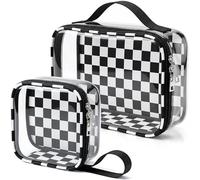 LETGO Checkered Diaper Bag Organizer Pouch Set,TSA Approved Toiletry Bag，Clear Waterproof TPU Makeup Bag Set Travel Organizer Bags for Women and Kids Toiletry Bag Set for Baby and Mom Essentials
