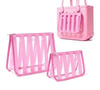 LETGO Clear Insert Bags for Bogg Bag,Waterproof Transparent PVC Stripe Cosmetic Pouch Zipper,Compatible with Bogg Bag Accessories,Travel Toiletry Organizer Diaper Bag Essentials (Stripe-Pink)
