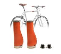 Letgoing Bicycle Grips Pure Leather Non-Slip Ergonomic Casual Retro Double Lock-On Design Bicycle Handlebar Grips For Mountain Road Bike MTB BMX Folding Bike