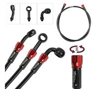 Letgoing Motorcycle Hydraulic Brake Line Oil Hose Pipe Fitting Oil Brake Tube Stainless Steel Braided 400-2400mm for ATV Dirt Pit Street Racing Bike (1400mm)