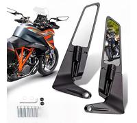 Letgoing Motorcycle Stealth Wing Rear View Mirrors 360° Adjustable Aluminium Alloy Mirrors for Z400/Z650/Z900 Duke 125-1290 MT07/09 Universal 8mm/10mm Fitment (Big size)
