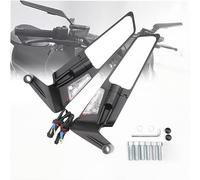 Letgoing Motorcycle Stealth Wing Rear View Mirrors 360° Adjustable Aluminium Alloy Mirrors for Z400/Z650/Z900 Duke 125-1290 MT07/09 Universal 8mm/10mm Fitment (Big size LED)