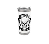 Lethal Force Skull Design - Bold Lightning Bolt Gothic Stainless Steel Insulated Tumbler
