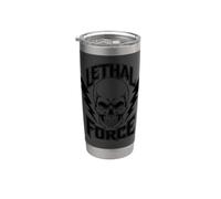 Lethal Force Skull Design - Bold Lightning Bolt Gothic Stainless Steel Insulated Tumbler