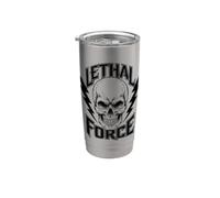 Lethal Force Skull Design - Bold Lightning Bolt Gothic Stainless Steel Insulated Tumbler