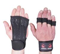 LETHAL MODE Gym Gloves for Men & Women - Weight Lifting, CrossFit, Workout & Cycling Gloves Long Wrist Wrap - Fingerless Grip Gloves Enhanced Performance and Hand Protection (D2, S)